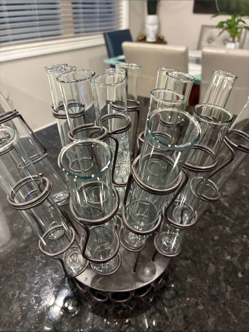 17 shots  Clear Glass Tube with Metal Stand